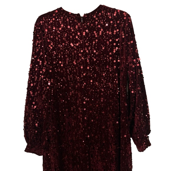 NEW MODA SELVIM Burgundy Allover Sequin Long Sleeve Maxi Dress - Picture 7 of 13